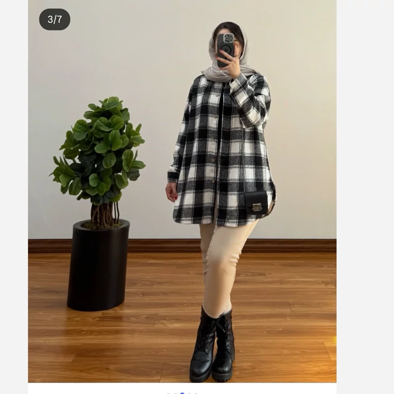 شکت پشمی زنانه چهار خونه پاییزه